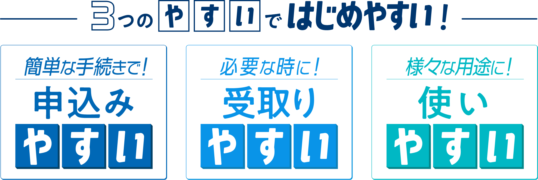 ３つのやすいではじめやすい